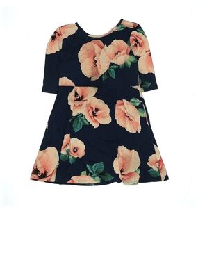 Mia Chica Navy Dress with Peach Floral Print